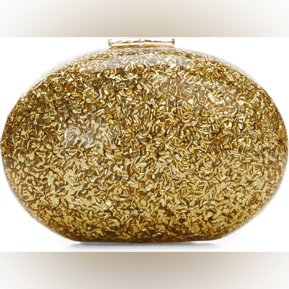 ROUND GOLD GLITTER CLUTCH PURSE - Picture 4 of 13
